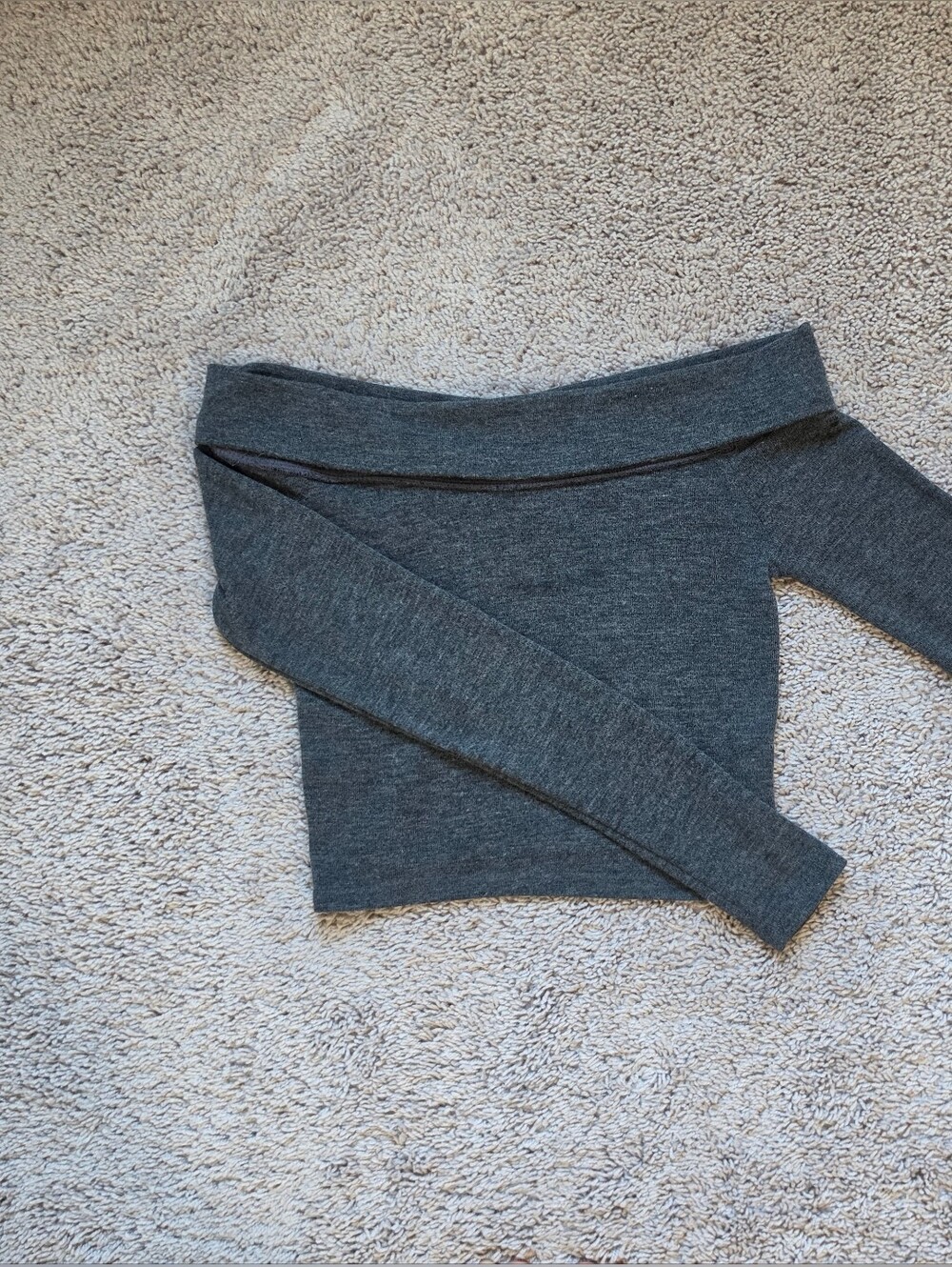 Forever 21 Dark Gray Off-the-Shoulder Ribbed Sweater
